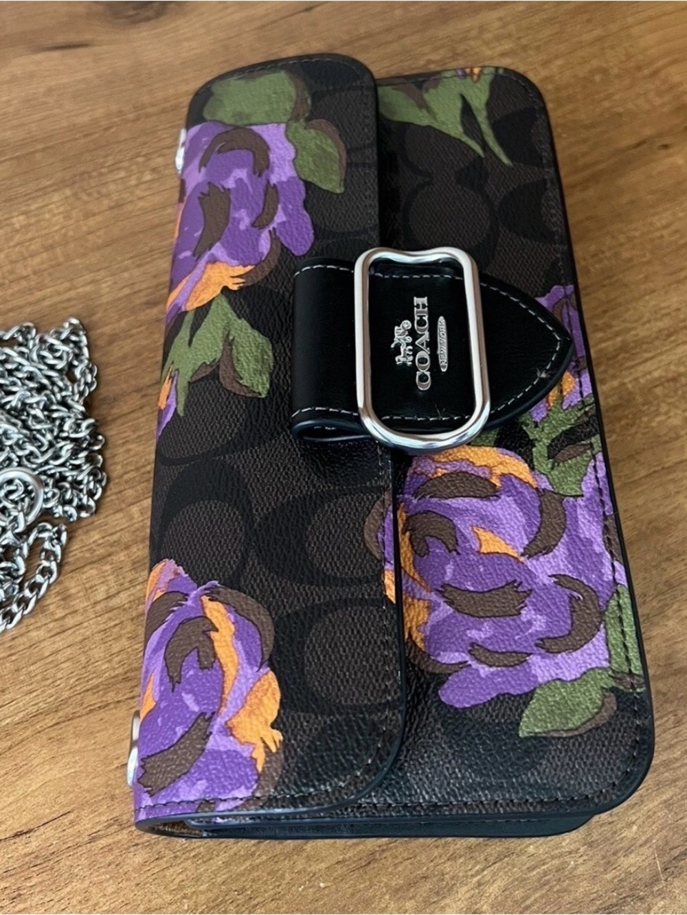 Coach Floral Chain Crossbody Bag - Purple/Black/Green💜💜💜💜💜💜💜 - Picture 15 of 16
